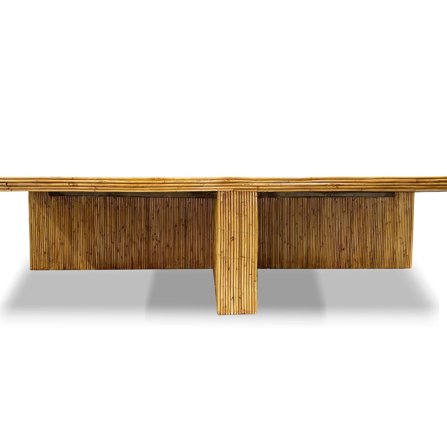 Italian Minimalist Custom Sun Decor Rectangular Golden Rattan Coffee Sofa Table