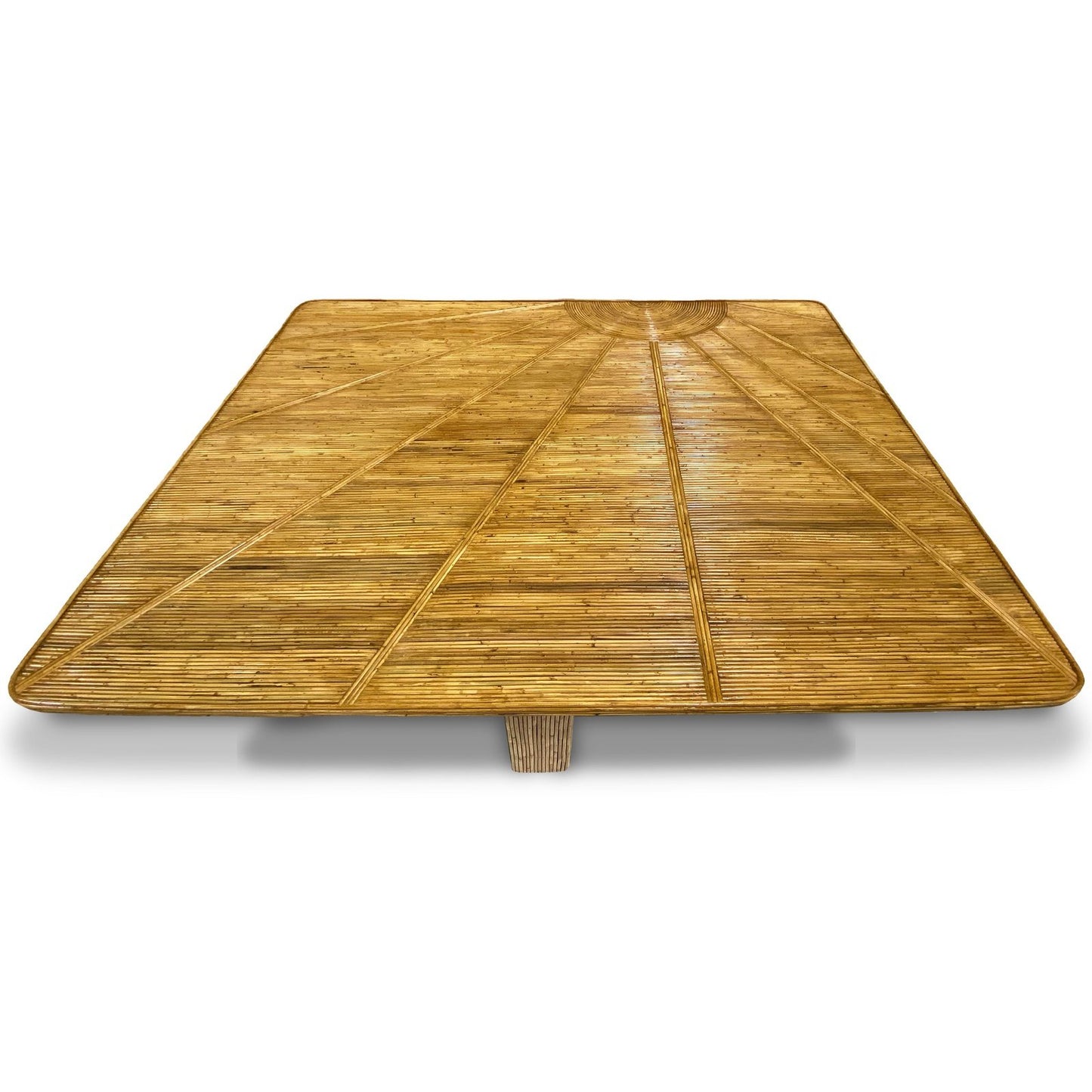 Italian Minimalist Custom Sun Decor Rectangular Golden Rattan Coffee Sofa Table