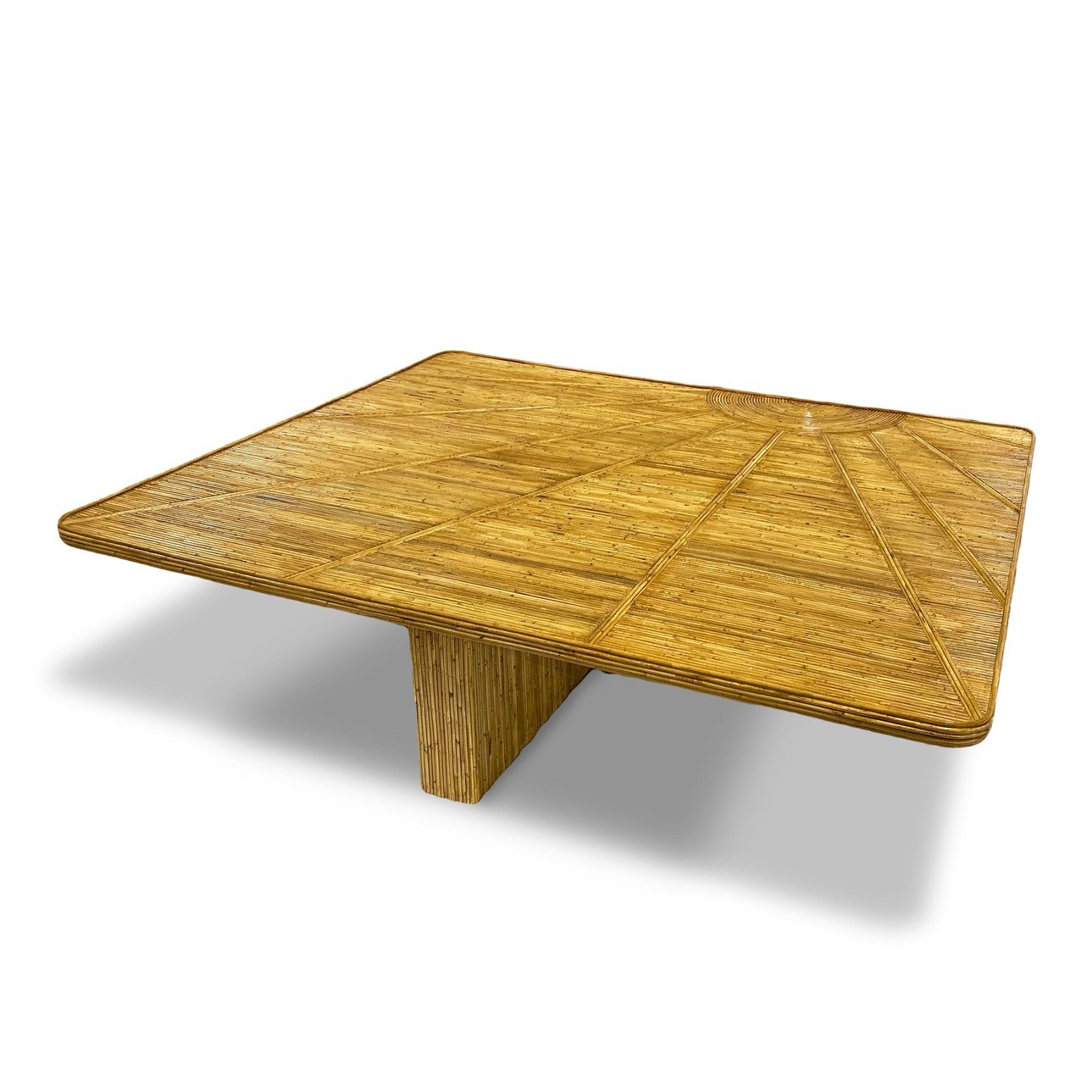Italian Minimalist Custom Sun Decor Rectangular Golden Rattan Coffee Sofa Table