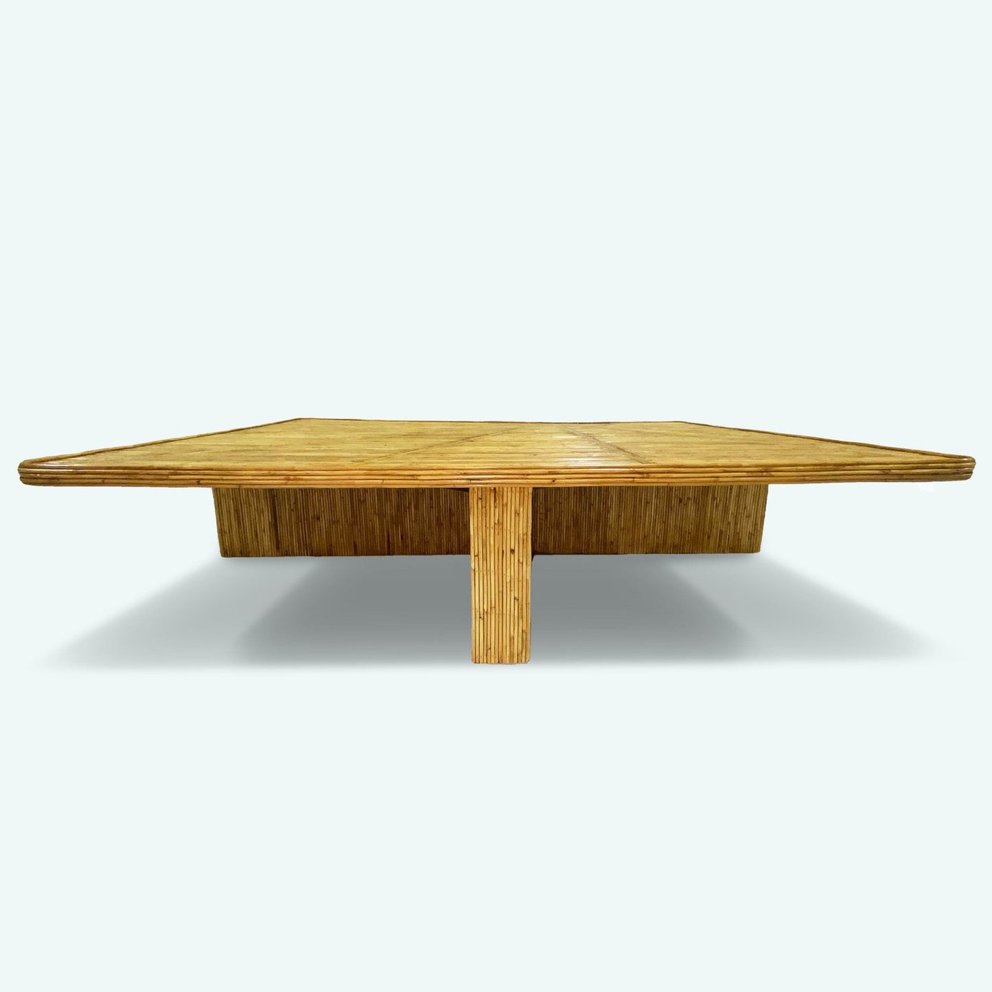 Italian Minimalist Custom Sun Decor Rectangular Golden Rattan Coffee Sofa Table