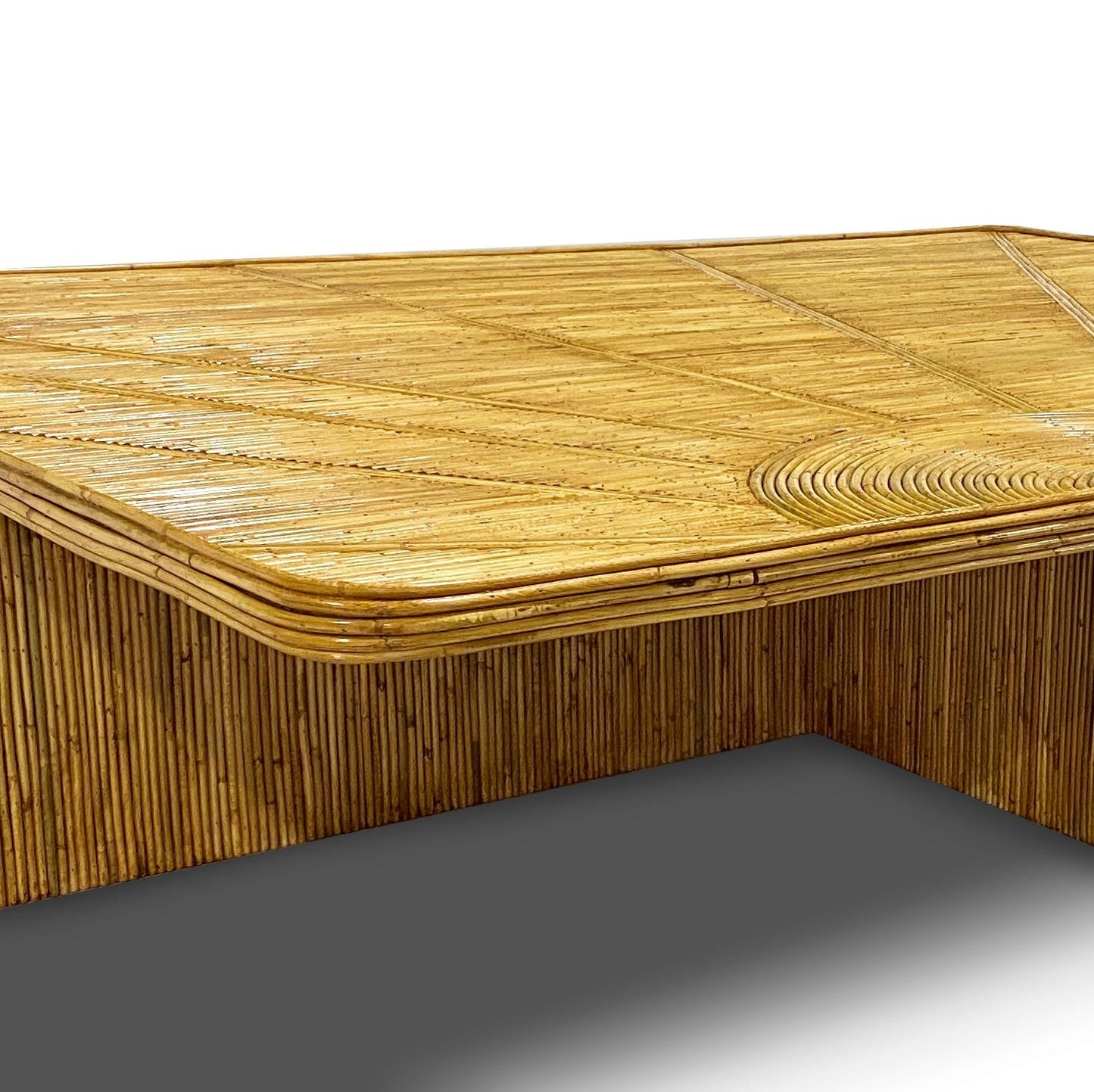 Italian Minimalist Custom Sun Decor Rectangular Golden Rattan Coffee Sofa Table