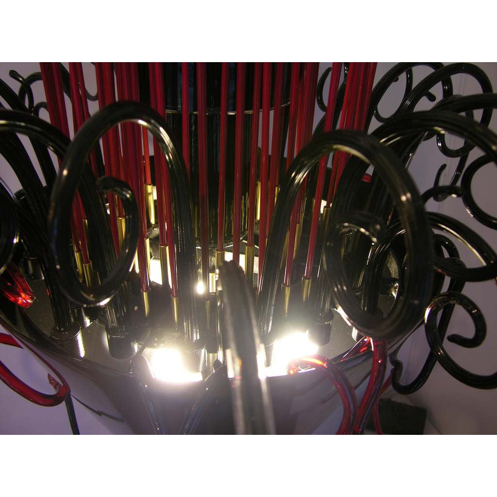 1980s One-of-a-Kind Red and Black Murano Glass Pair of Floor Lamps - Cosulich Interiors & Antiques
