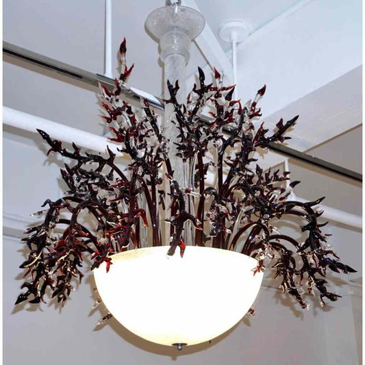 1980s Modern Italian White Murano Glass Chandelier with Organic Coral like Decor - Cosulich Interiors & Antiques