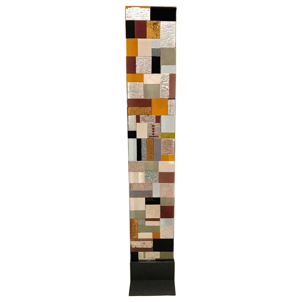 Contemporary Italian Murano Glass Silver Gold Colorful Mosaic Panel Sculpture - Cosulich Interiors & Antiques
