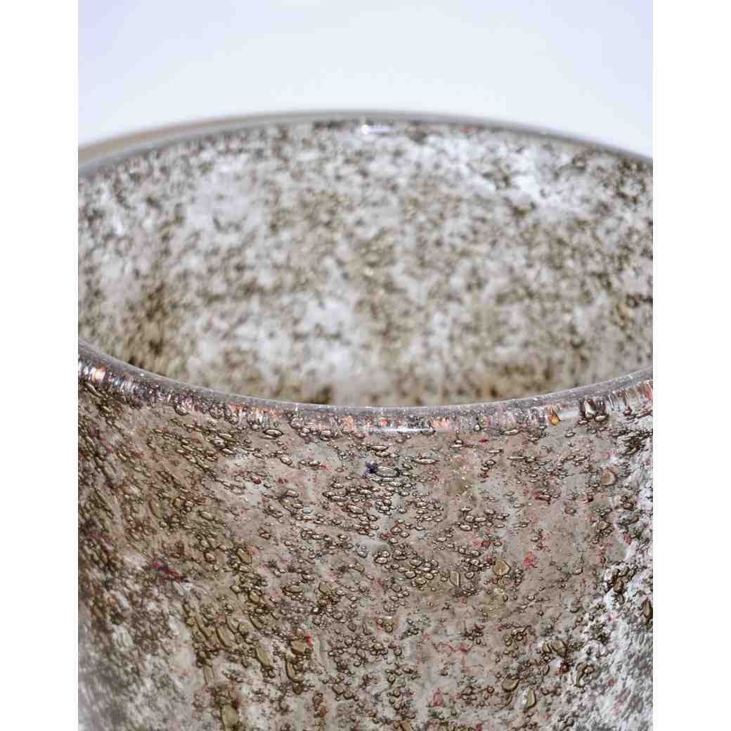 Alberto Dona Italian Pair of Bronze Color Murano Glass Vases with Red Dots - Cosulich Interiors & Antiques