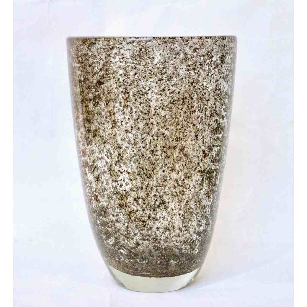 Alberto Dona Italian Pair of Bronze Color Murano Glass Vases with Red Dots - Cosulich Interiors & Antiques