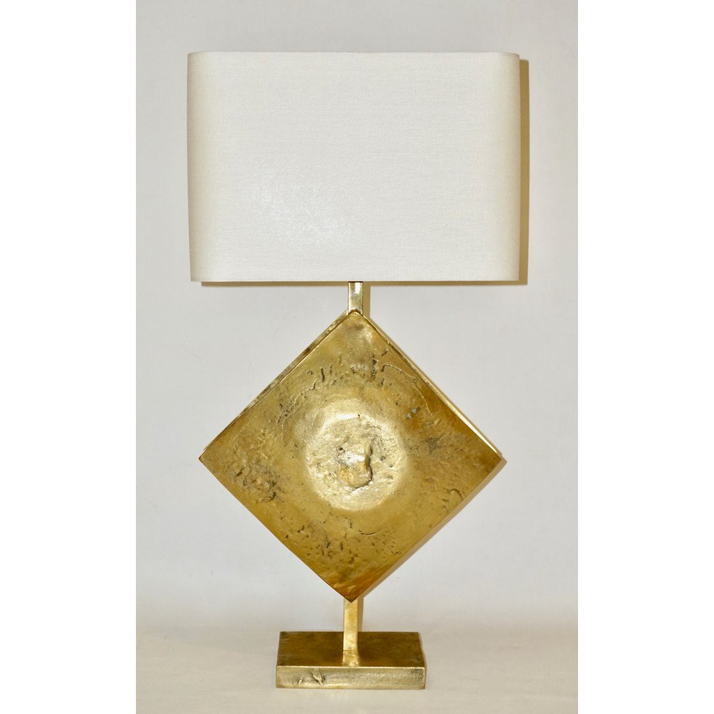 Italian Design Contemporary Pair of Brutalist Cast Bronze Double Lit Lamps - Cosulich Interiors & Antiques