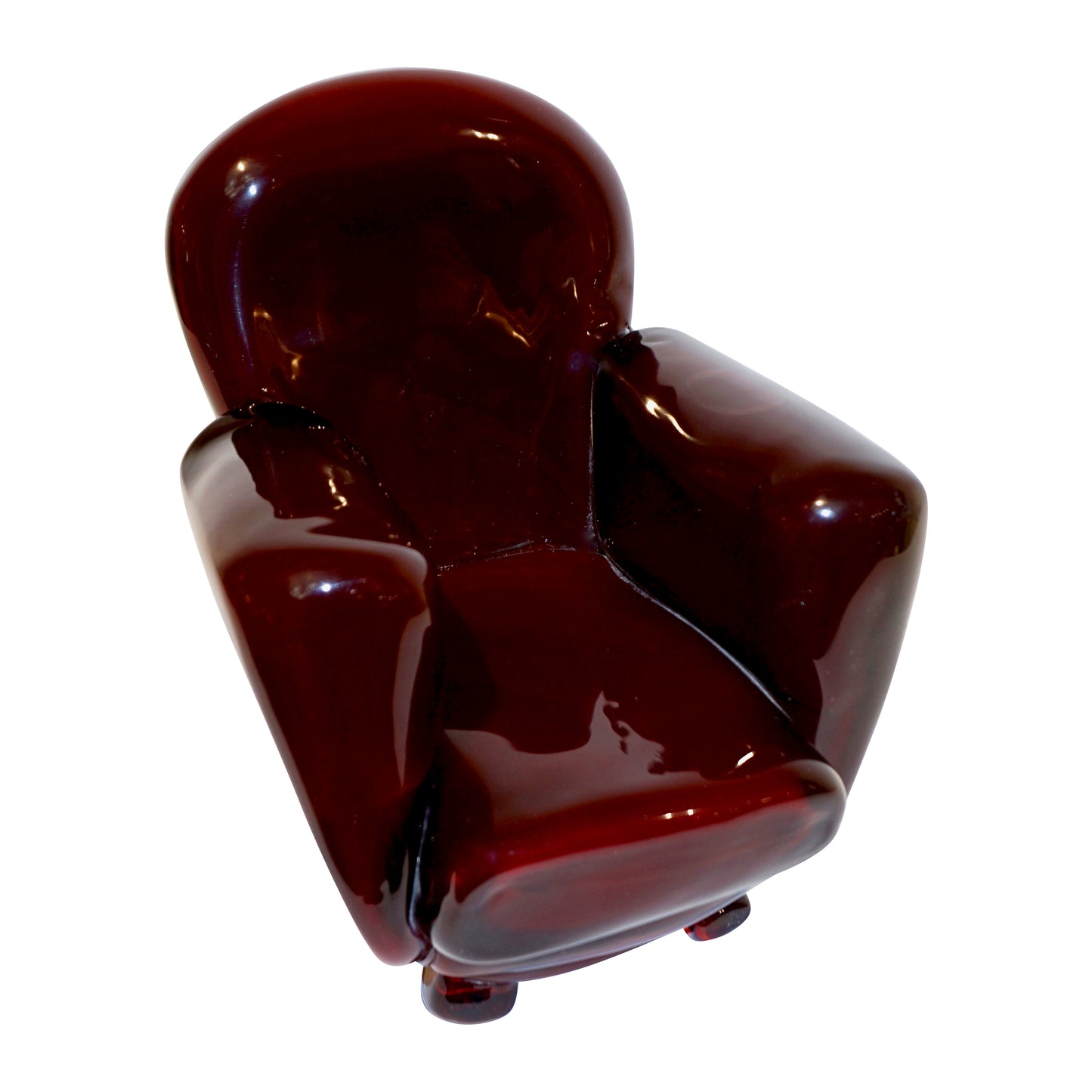 Pino Signoretto 1980s Italian Burgundy Red Murano Glass Miniature Armchair - Cosulich Interiors & Antiques