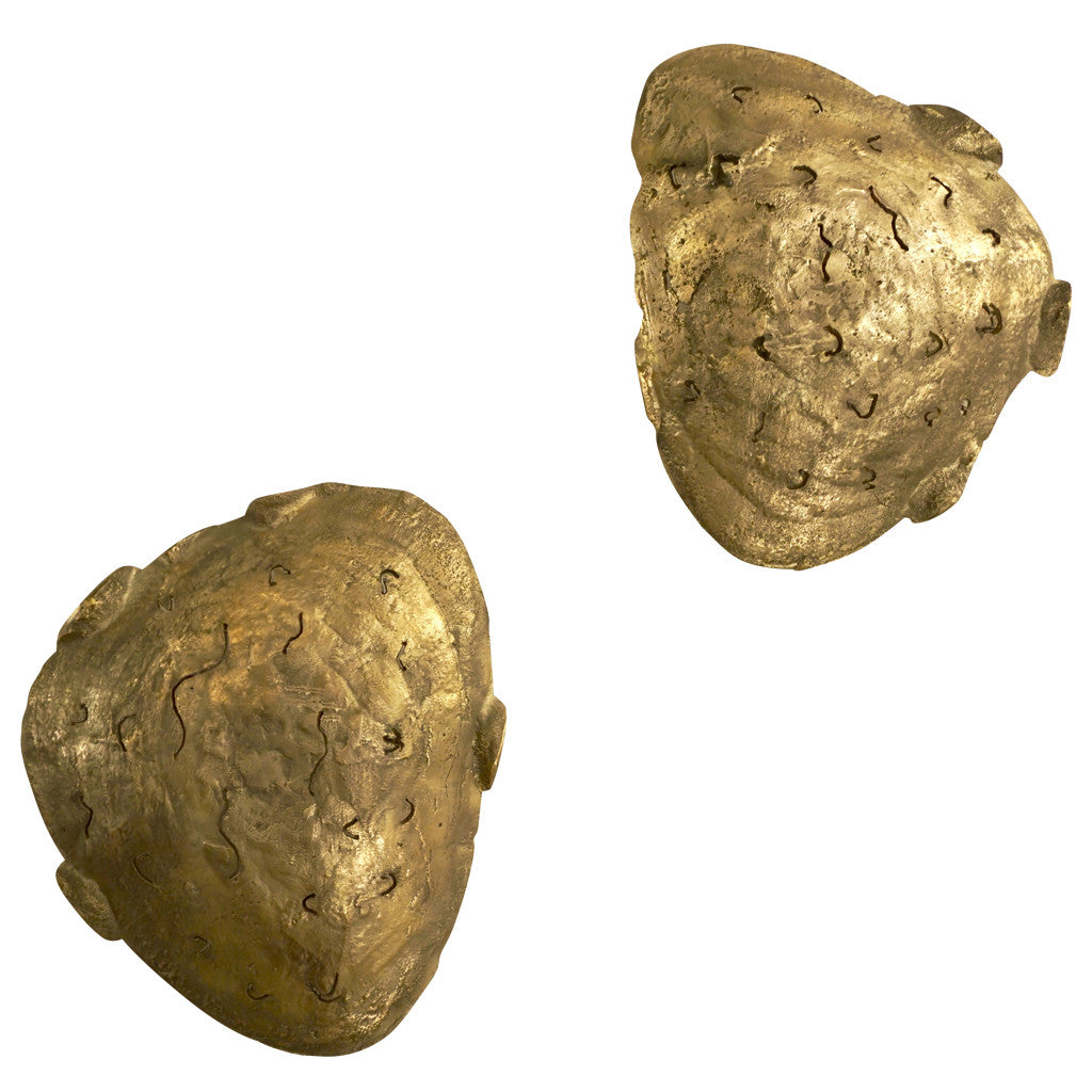 Italian Design Contemporary Pair of Brutalist Cast Bronze Sculpture Wall Lights - Cosulich Interiors & Antiques