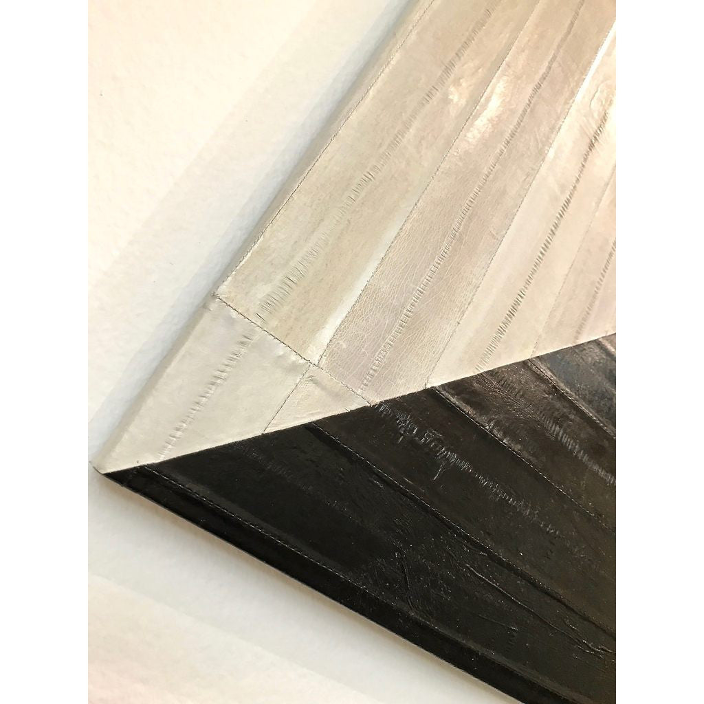 Contemporary Italian Square/Diamond Mirror in Black and Gray White Leather - Cosulich Interiors & Antiques