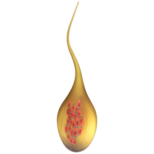 Dona Italian Modern Art Glass Amber Sculpture Vase with Red and Blue Murrine - Cosulich Interiors & Antiques