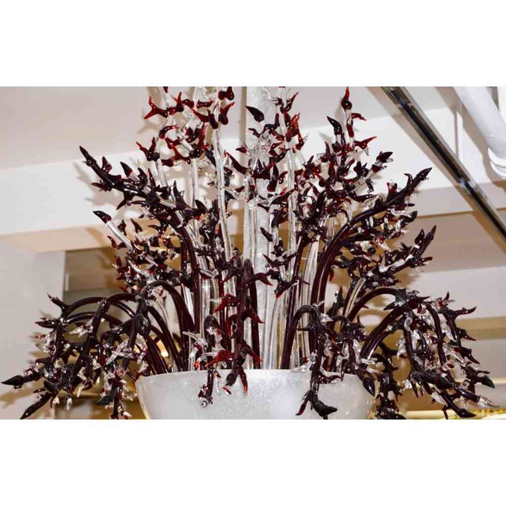 1980s Modern Italian White Murano Glass Chandelier with Organic Coral like Decor - Cosulich Interiors & Antiques
