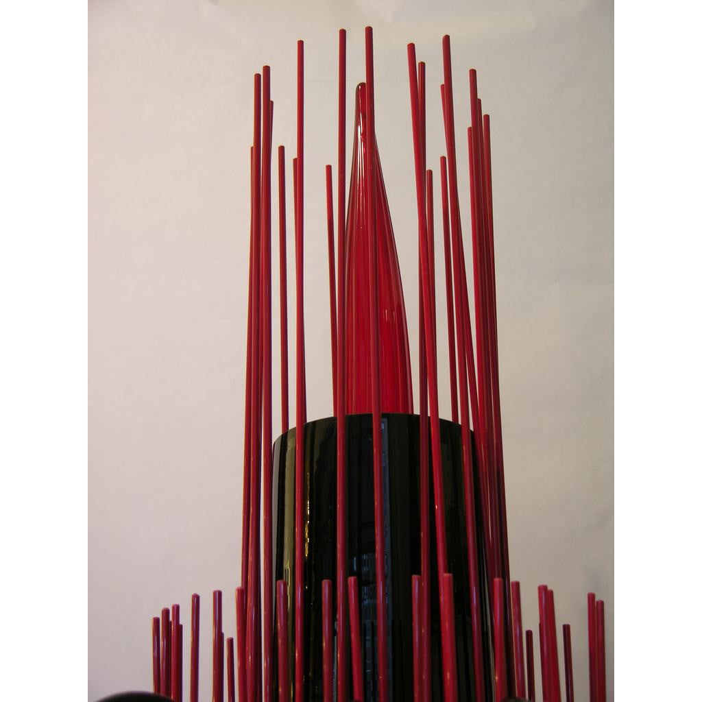 1980s One-of-a-Kind Red and Black Murano Glass Pair of Floor Lamps - Cosulich Interiors & Antiques