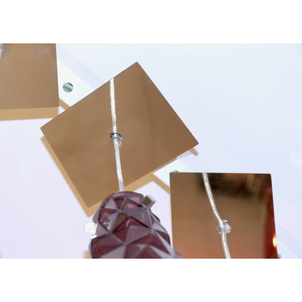 Contemporary Four Italian Diamond-Cut Purple and Yellow Murano Glass Pendants - Cosulich Interiors & Antiques