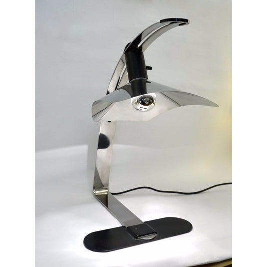 Grignani for Luci, 1970s, Italian Vintage Adjustable Black and Nickel Desk Lamp - Cosulich Interiors & Antiques