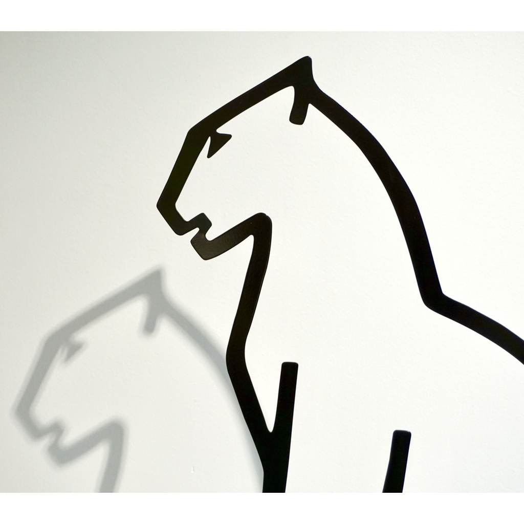 1980 Italian Minimalist Design Black Lacquered Iron Panther Silhouette Sculpture - Cosulich Interiors & Antiques