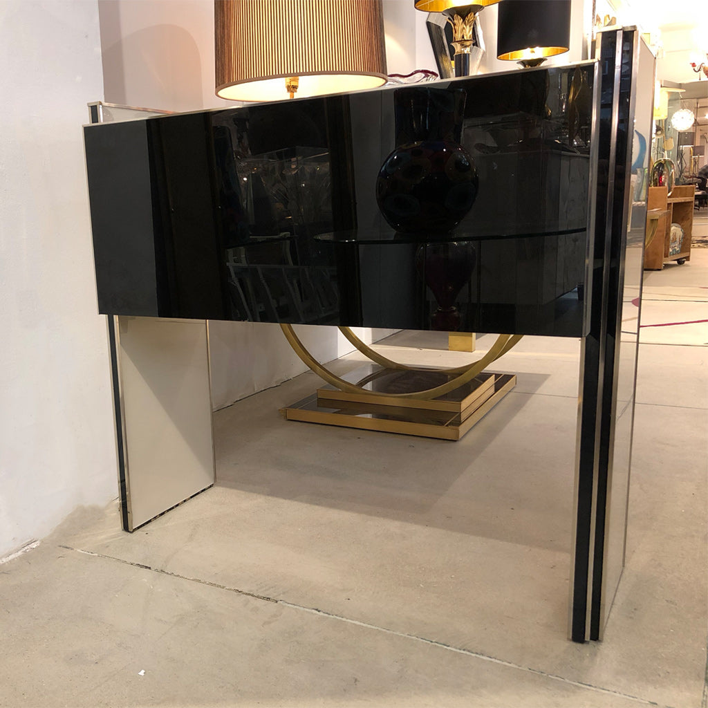 1970s Italian Design Floating Ivory White and Black Chest or Side Table/Console - Cosulich Interiors & Antiques