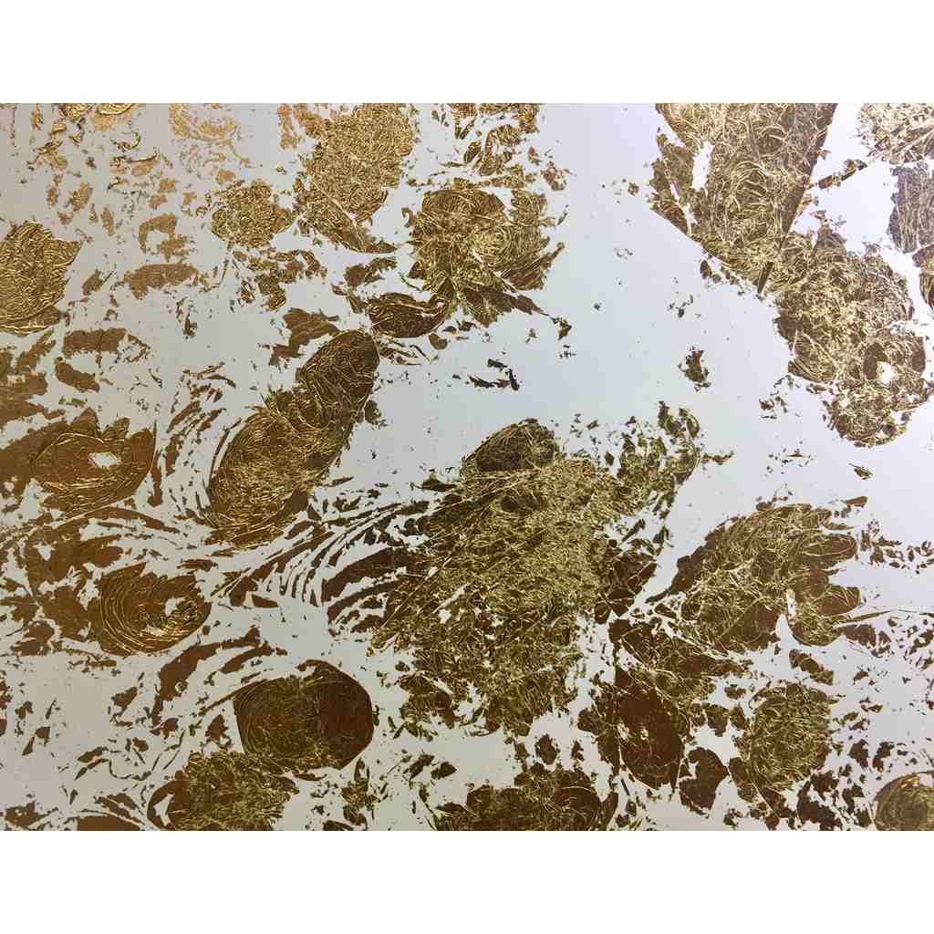 Contemporary Italian Organic Modern Ivory White and Gold Leaf Round Lit Mirror - Cosulich Interiors & Antiques