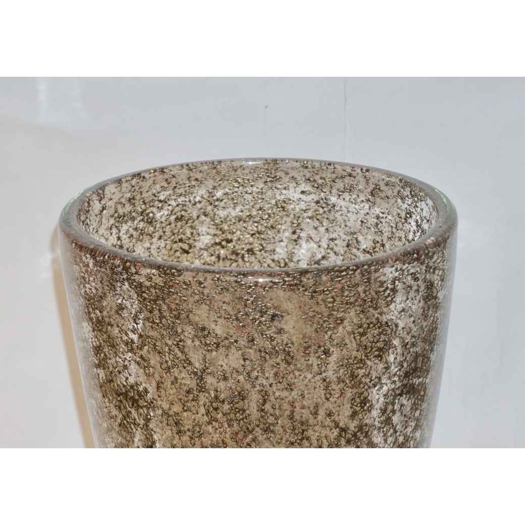 Alberto Dona Italian Pair of Bronze Color Murano Glass Vases with Red Dots - Cosulich Interiors & Antiques