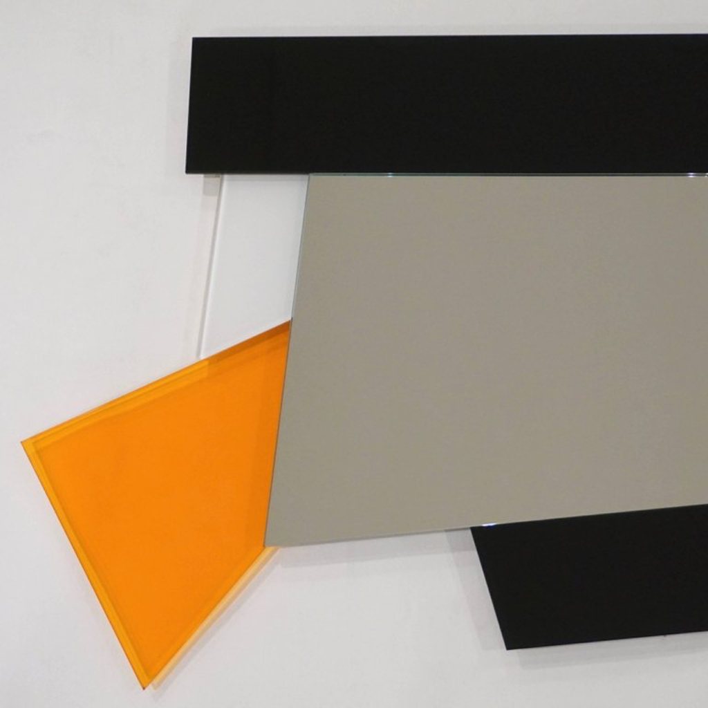 Ettore Sottsass 2007 Geometric Prism Black White Orange Mirror for Glas Italia - Cosulich Interiors & Antiques