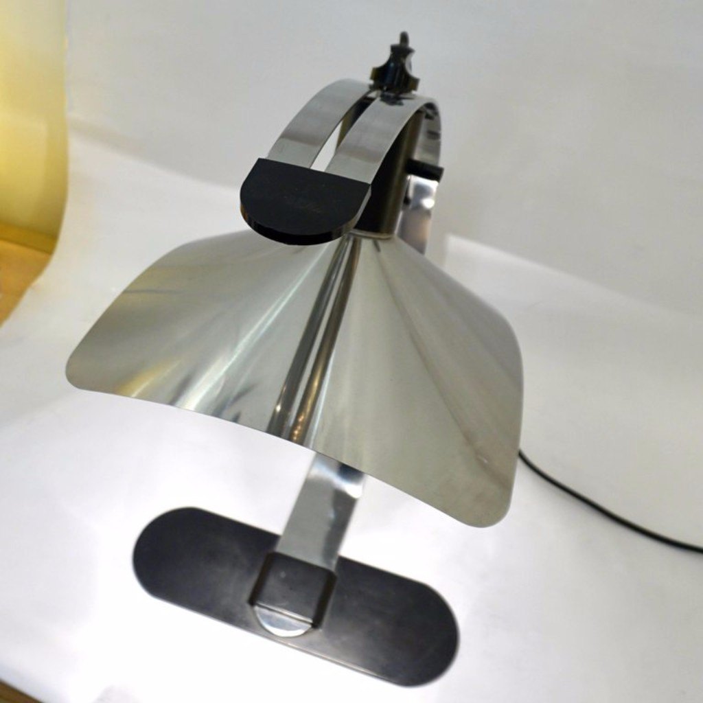 Grignani for Luci, 1970s, Italian Vintage Adjustable Black and Nickel Desk Lamp - Cosulich Interiors & Antiques