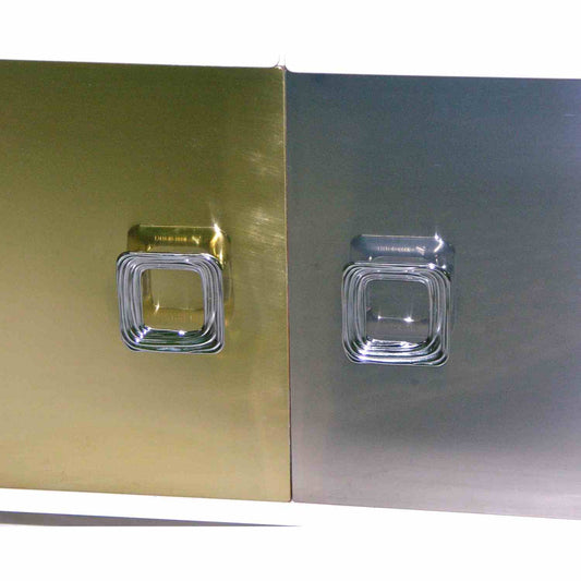 Sandro Petti 1970s Italian Modern Chrome and Brass White Lacquered Credenza - Cosulich Interiors & Antiques