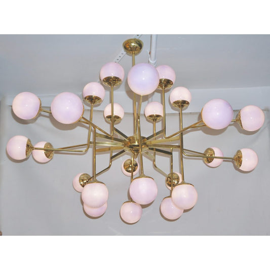 Italian Modern 24-Light Brass and Lavender Periwinkle Murano Glass Chandelier - Cosulich Interiors & Antiques
