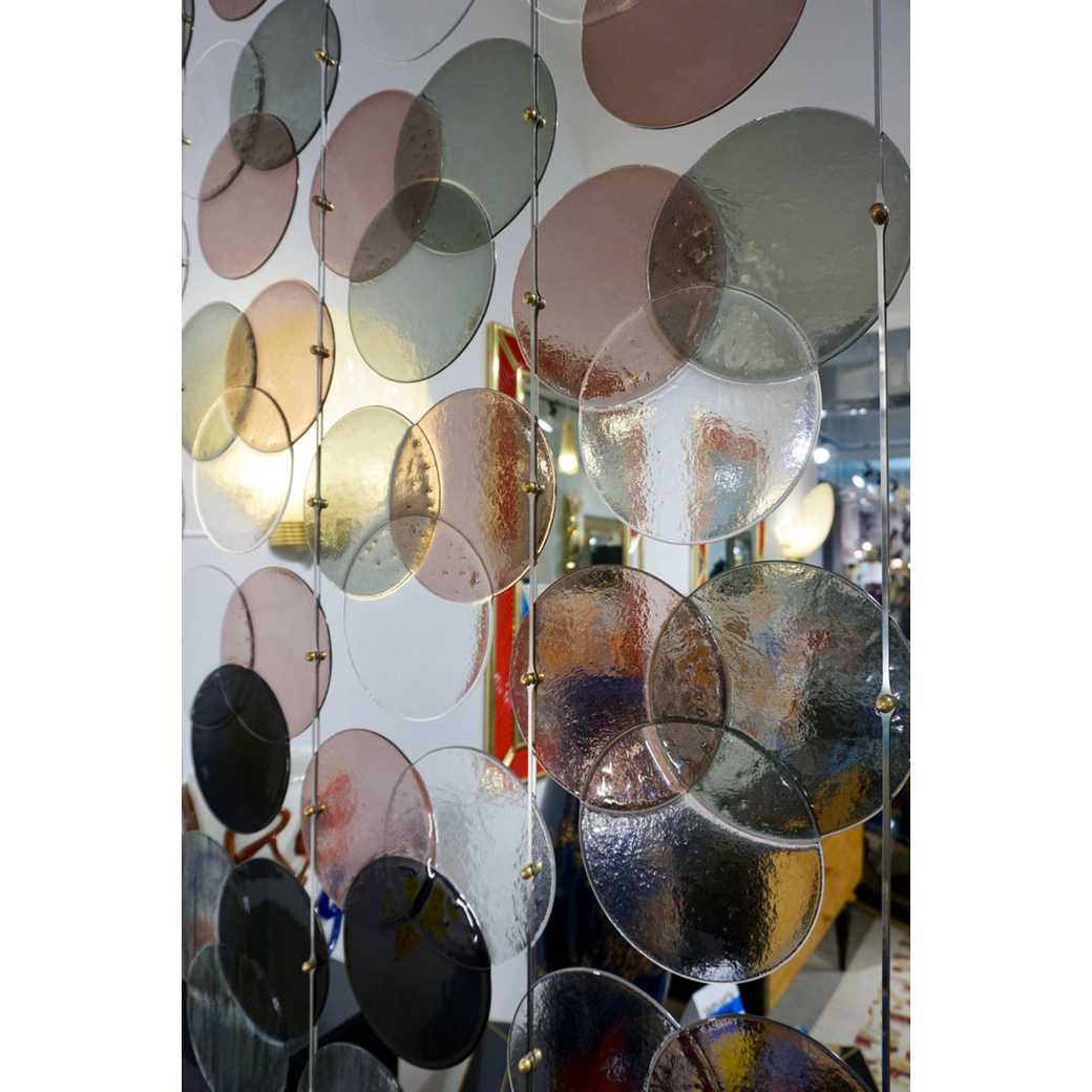 Organic Modern Italian Geometric Black Pink Aqua Murano Glass Curtain/Divider - Cosulich Interiors & Antiques