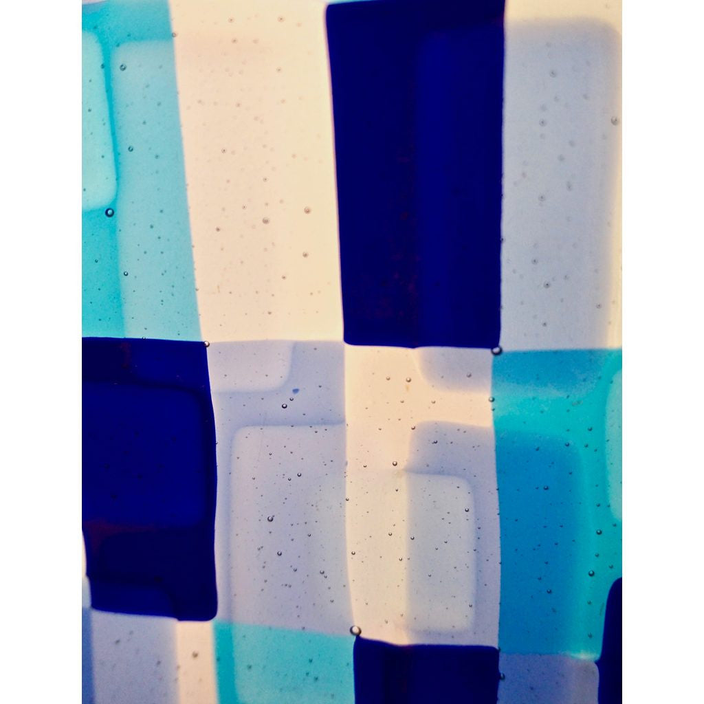 Contemporary Italian Aqua Blue Red Yellow Murano Glass Mosaic Sculpture Lamp - Cosulich Interiors & Antiques