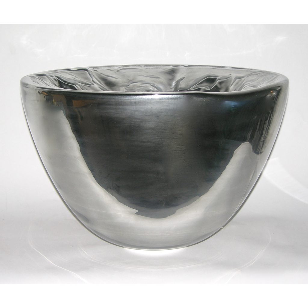 Carlo Nason Italian Large Modern Pair of Ruffled Silver Glass Bowls Lamps - Cosulich Interiors & Antiques