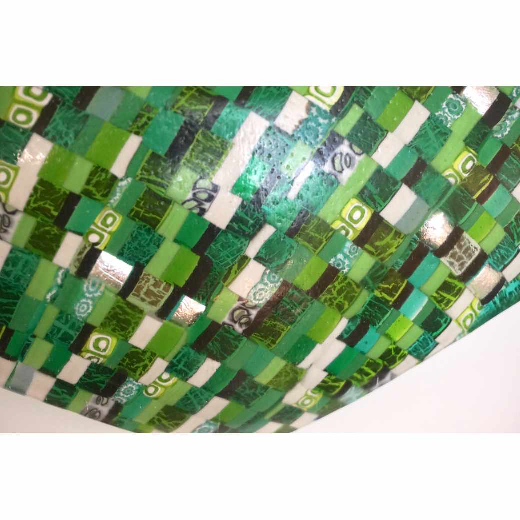 Modern Italian Jewel-Like Green Yellow & 24Kt Gold Murano Art Glass Mosaic Bowl - Cosulich Interiors & Antiques