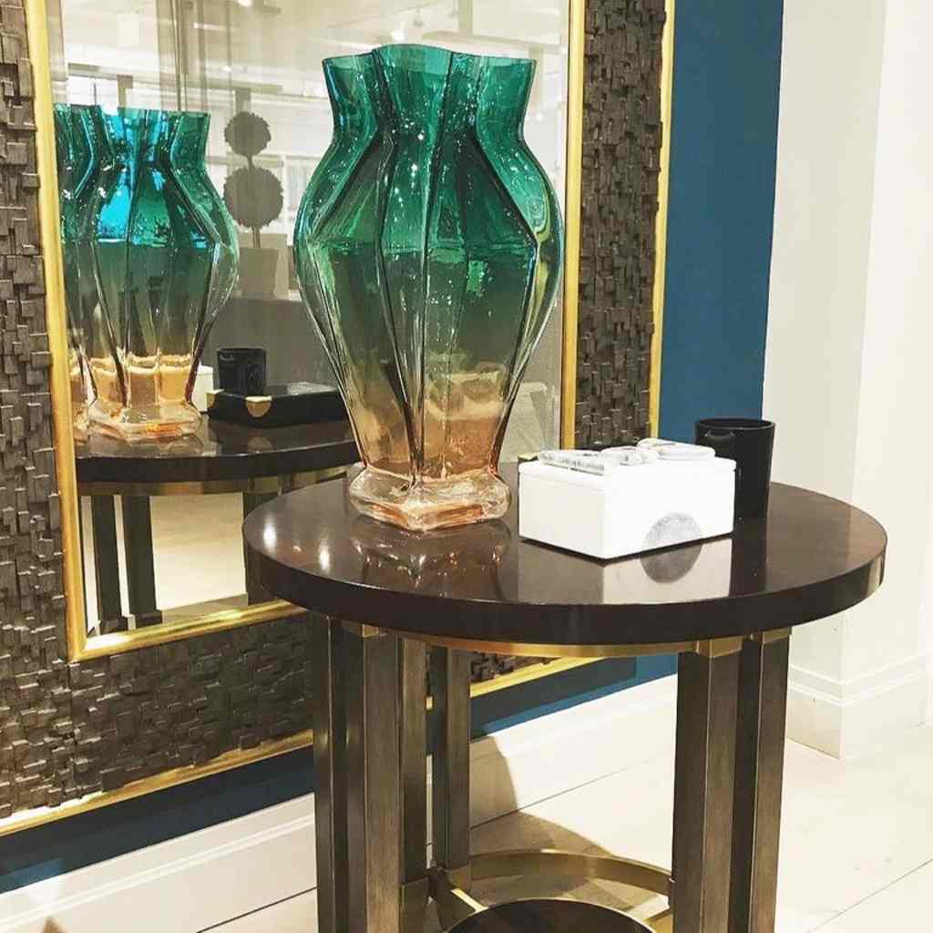 1980s Toni Zuccheri for Venini Green and Orange Murano Glass Vase - Cosulich Interiors & Antiques