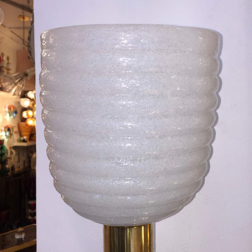 1960s Italian Pair of Art Deco Design Gold and White Murano Glass Sconces - Cosulich Interiors & Antiques