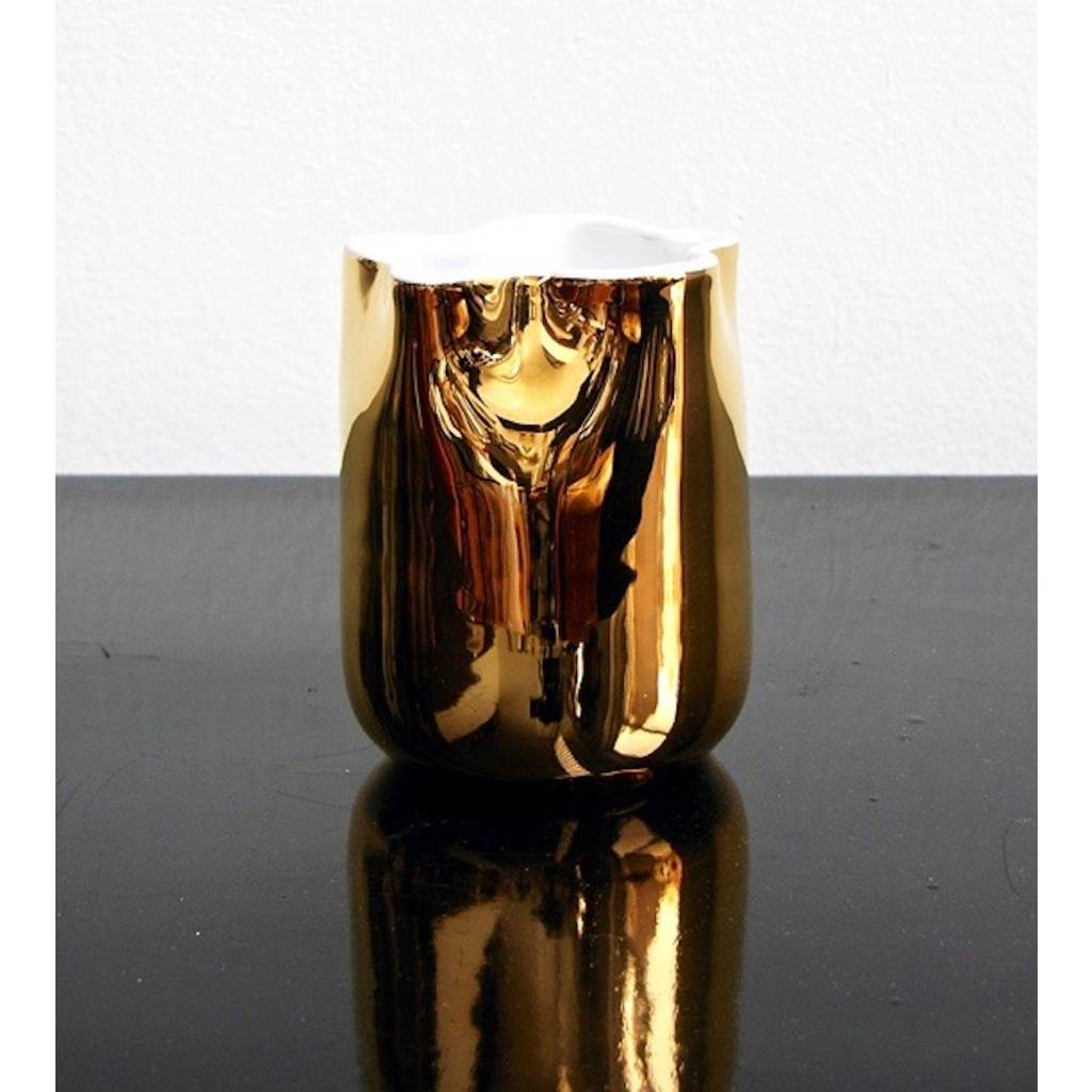 Contemporary Italian White Ceramic Tumblers Decorated with Pure Platinum or Gold - Cosulich Interiors & Antiques
