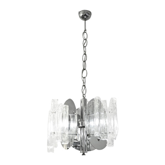 Salviati 1950 Italian Sculptural Modern Nickel Crystal Clear Glass Chandelier - Cosulich Interiors & Antiques
