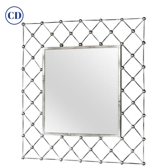 Italian Modern Industrial Home Interior Design Criss Cross Fretwork Iron Mirror