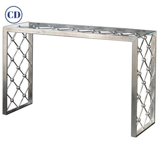 Italian Modern Industrial Design Criss Cross Fretwork Iron Console / Hall Table
