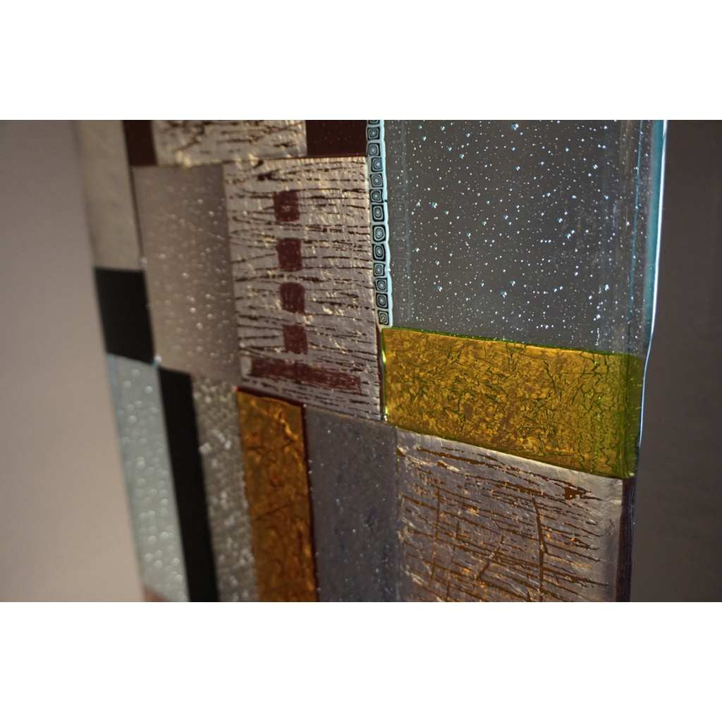 Contemporary Italian Murano Glass Silver Gold Colorful Mosaic Panel Sculpture - Cosulich Interiors & Antiques