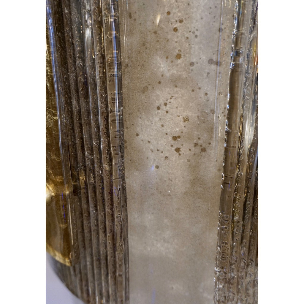 Italian Pair of Modern Gold, Smoked Gray and Frosted Ivory Murano Glass Sconces - Cosulich Interiors & Antiques