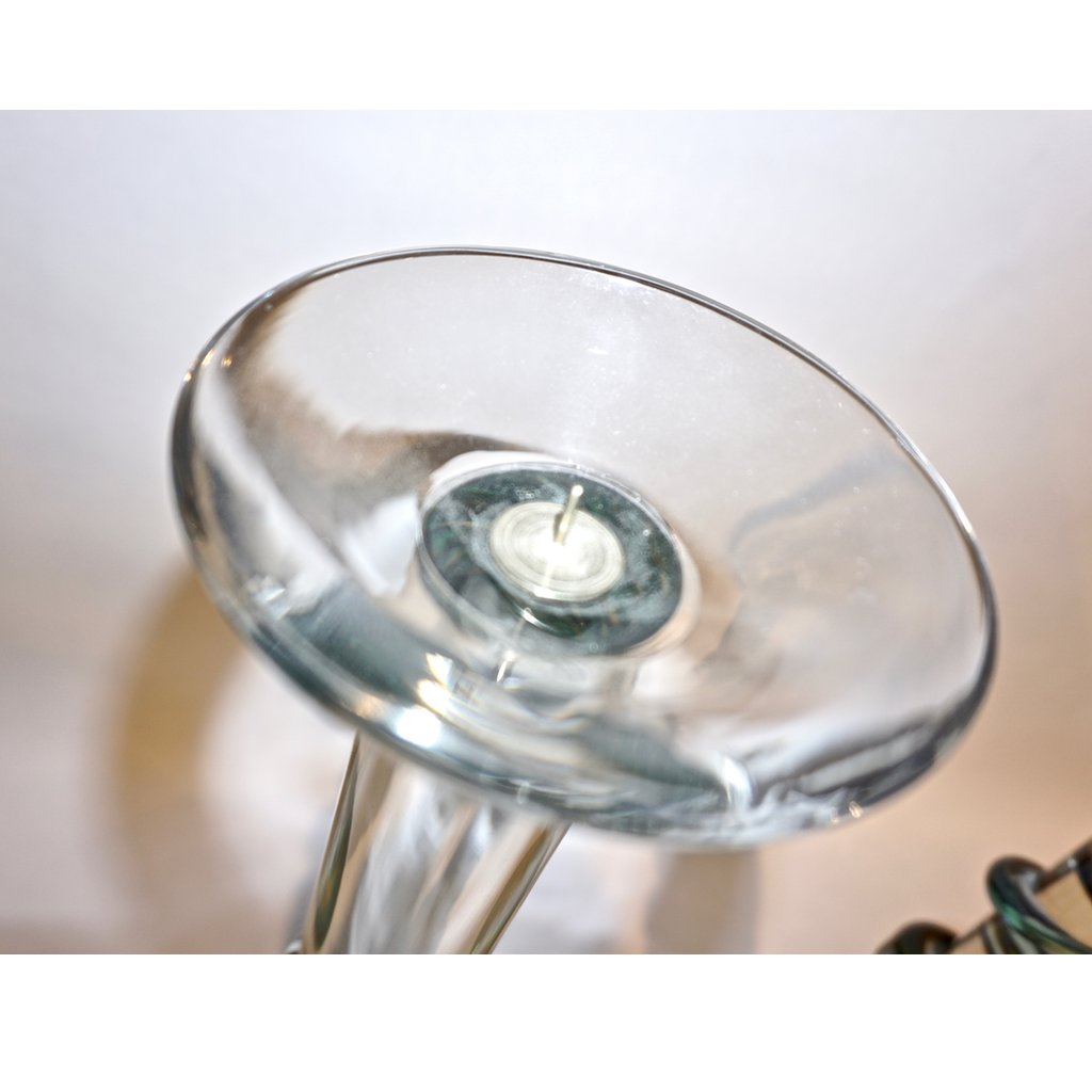 Cenedese 1970s Vintage Italian Yellow Green Aqua Blue Murano Glass Candlesticks - Cosulich Interiors & Antiques