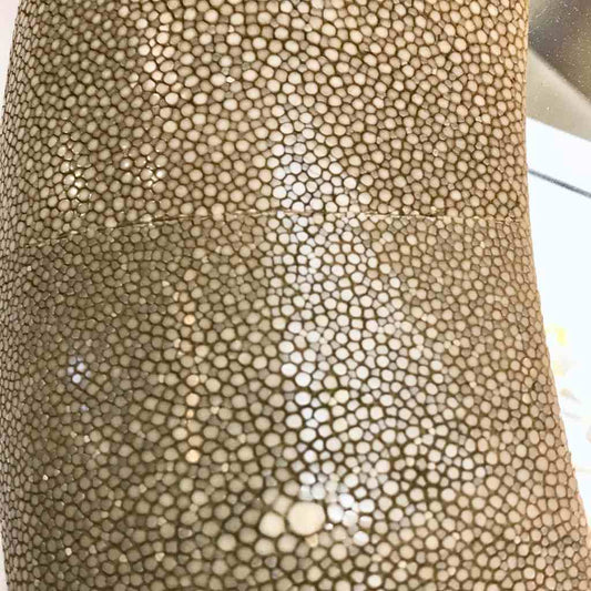 Italian Contemporary Round Mirror in Light Taupe Gray Shagreen - Cosulich Interiors & Antiques