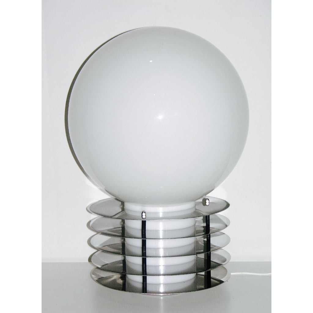 1960s Italian Double-Lighted Glass and Chrome Table Lamps - Cosulich Interiors & Antiques