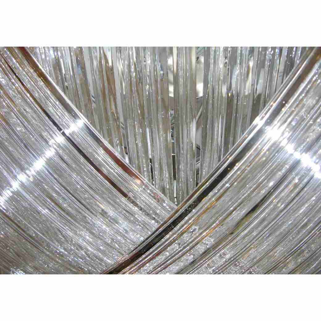 Monumental Italian Minimalist Crystal Clear Murano Glass Curved Chandelier - Cosulich Interiors & Antiques