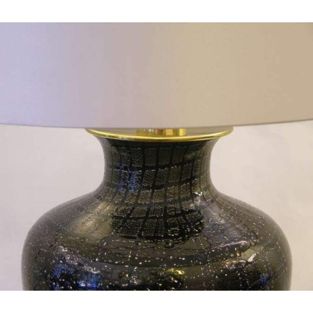VeArt 1960s Pair of Black Glass Lamps with Speckles - Cosulich Interiors & Antiques