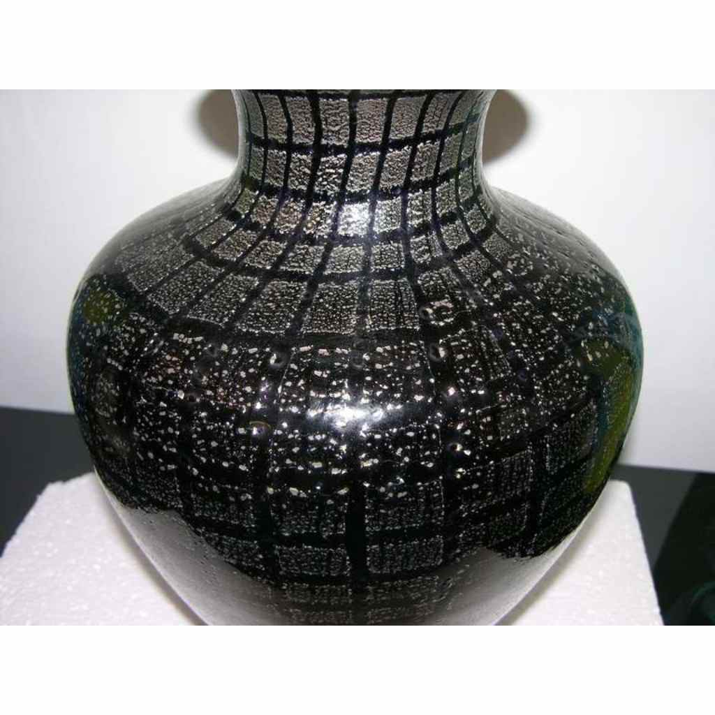 VeArt 1960s Pair of Black Glass Lamps with Speckles - Cosulich Interiors & Antiques