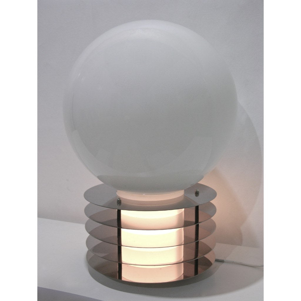 1960s Italian Double-Lighted Glass and Chrome Table Lamps - Cosulich Interiors & Antiques