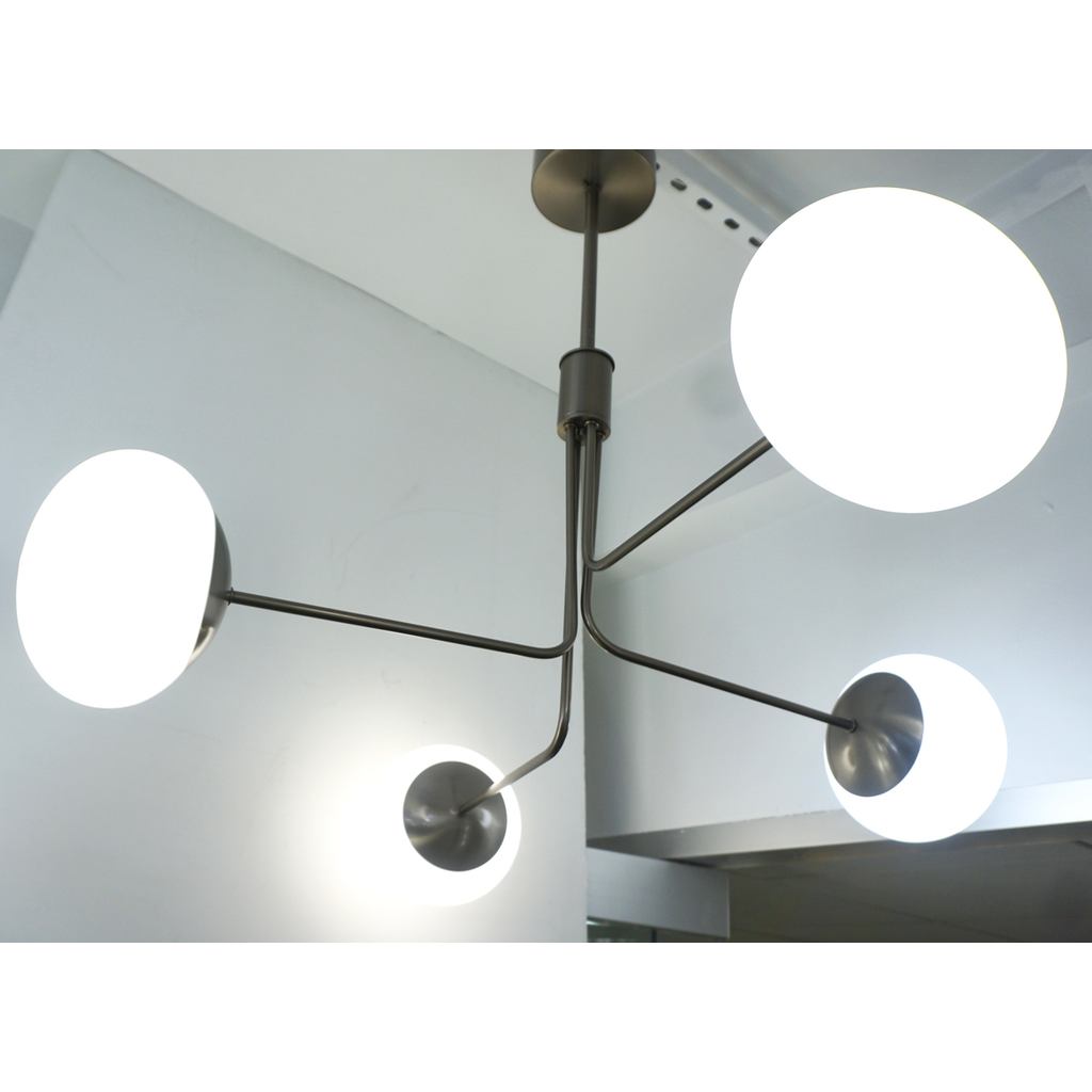 Contemporary Italian Oil Rubbed Bronze White Murano Glass 4-Globe Chandelier