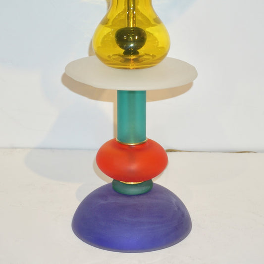 Postmodern Italian Memphis Design Yellow Red Green Blue White Murano Glass Lamps