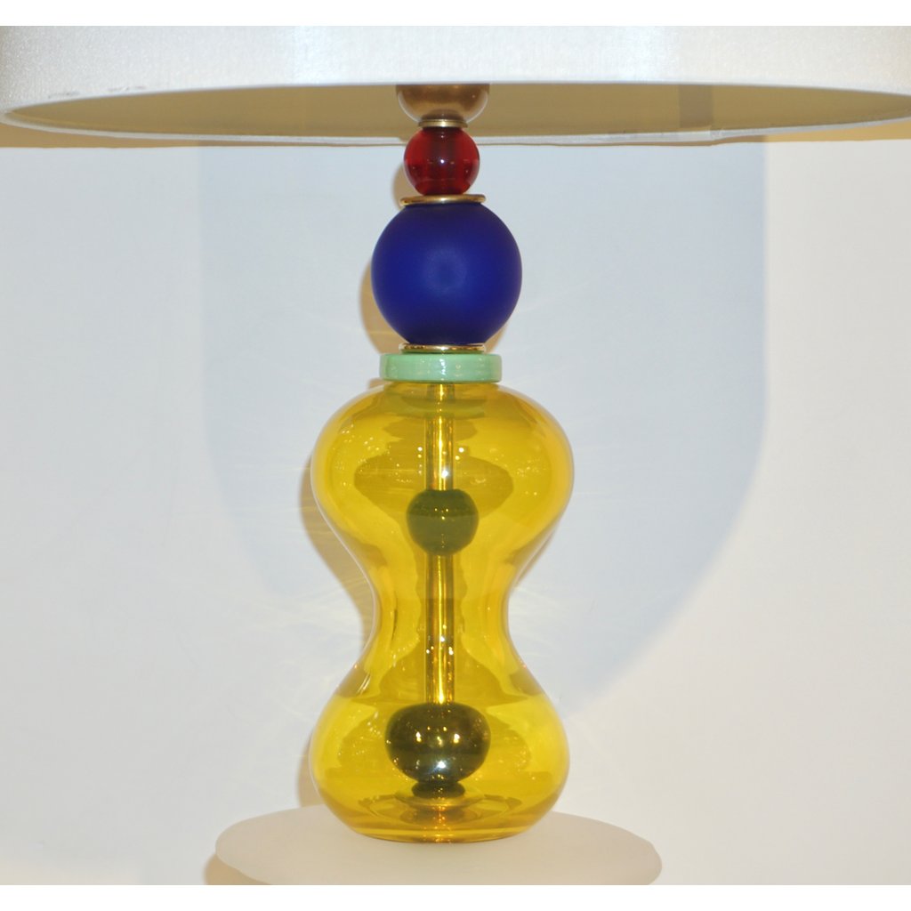 Postmodern Italian Memphis Design Yellow Red Green Blue White Murano Glass Lamps