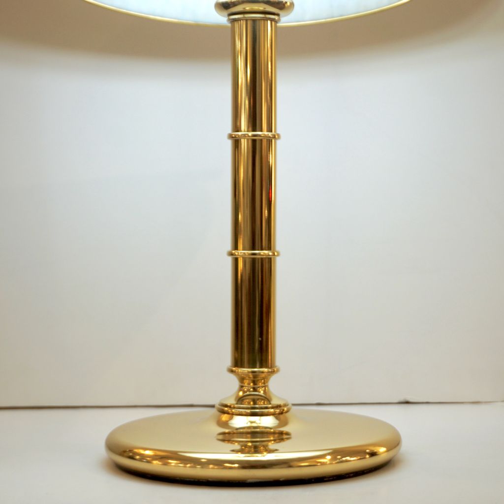 Poliarte 1960s Italian Feather Reed Grass & Bamboo Decor White Glass Brass Lamp